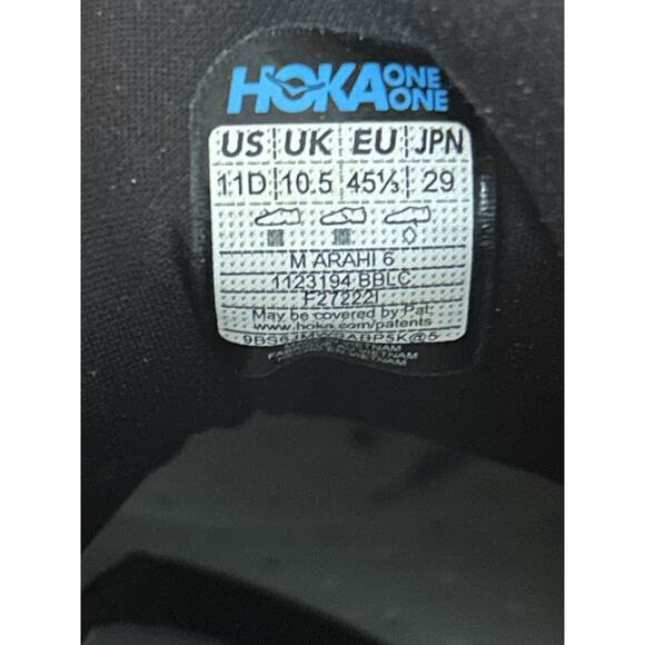 Hoka One One Mens Arahi 6 1123194 BBLC Black Running Shoes Sneakers Size 11 D main image 7